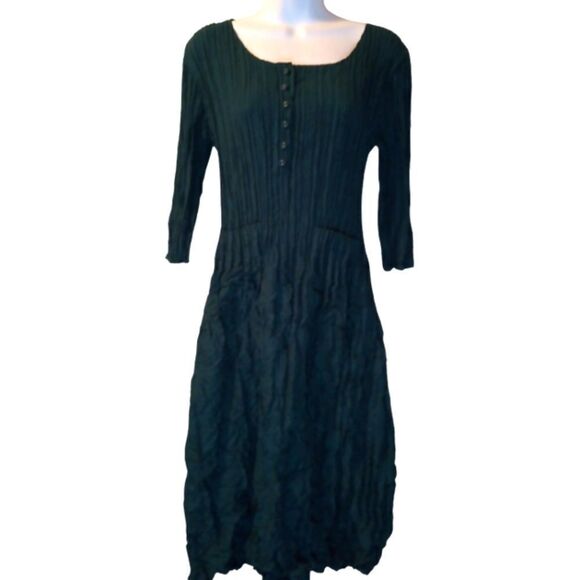 Alquema 1/2 sleeve smash pocket dress with buttons teal size 6 - Picture 1 of 5